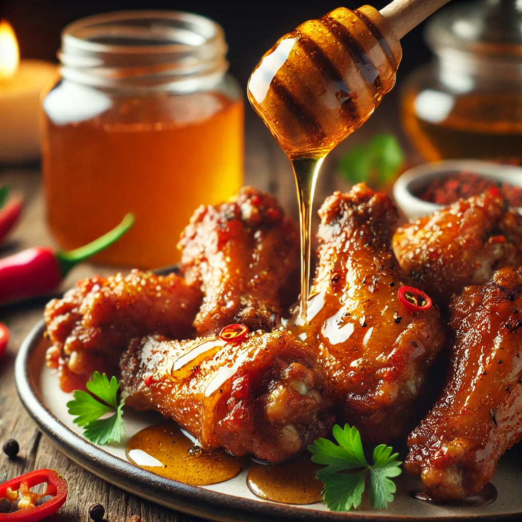 Drizzled wings with hot honey