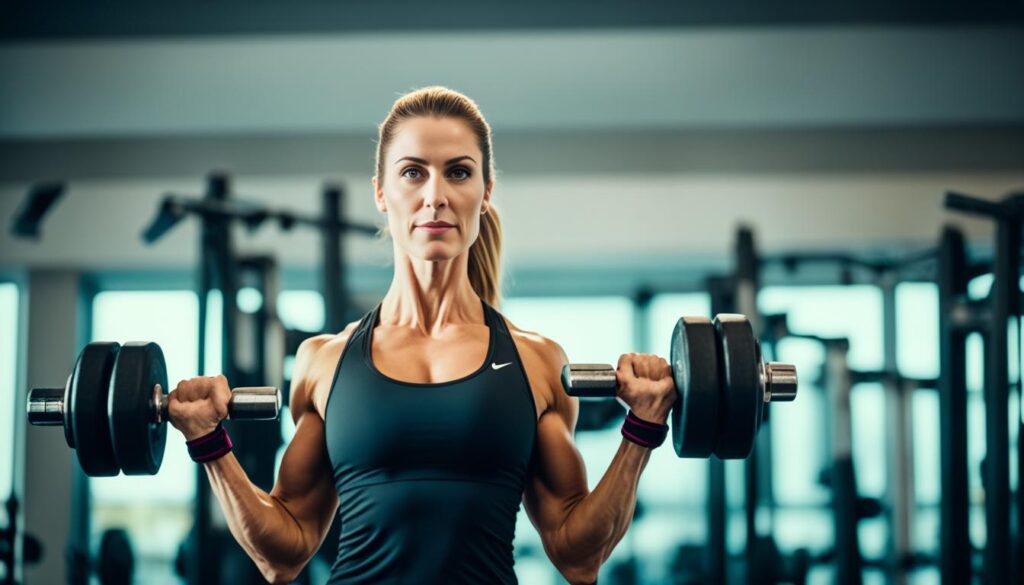 Woman doing strength training with weights