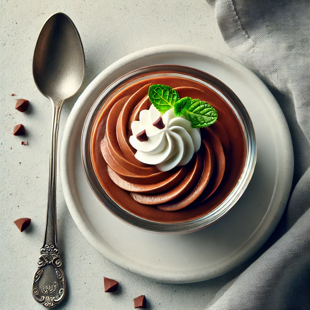 chocolate mousse in a glass cup