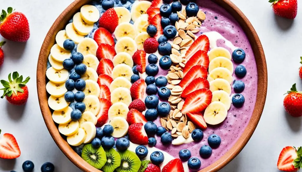 customizable smoothie bowl with fresh fruit toppings