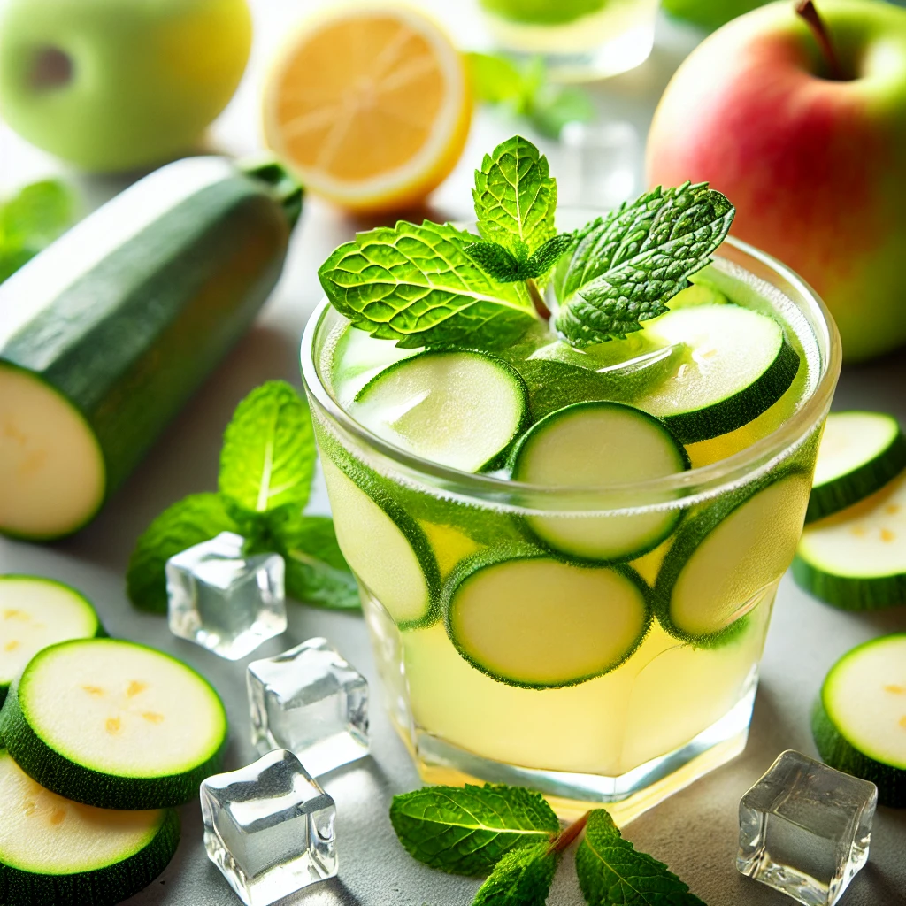 Apple Juice with Zucchini, Mint, and Lemon