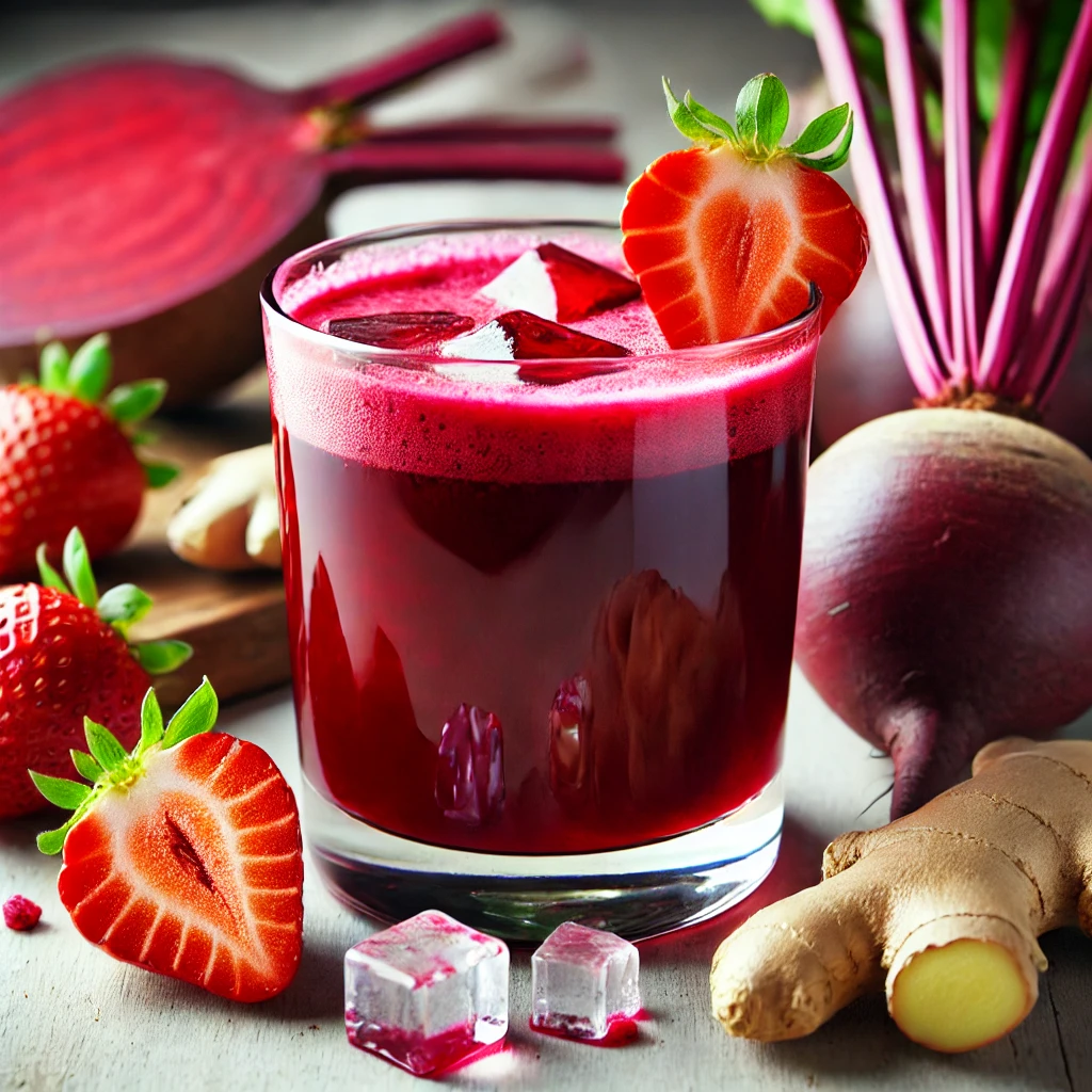 Beetroot Juice with Strawberries and Ginger