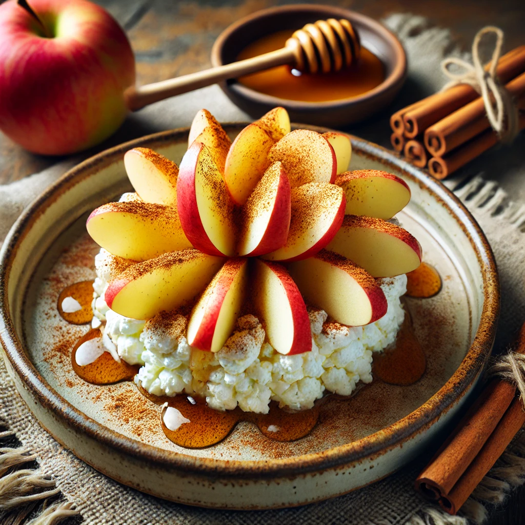 cottage cheese with apples and cinnamon